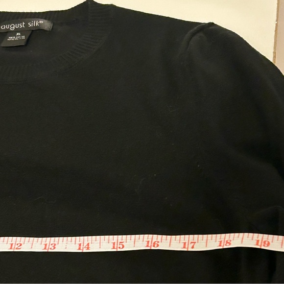 August Silk black silk blend crew neck sweater size XL fall winter classic soft - Picture 6 of 9